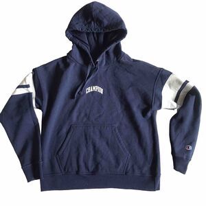 Champion Womens Sweatshirt Small Hoodie “C" Logo Blue White GF536C EUC!